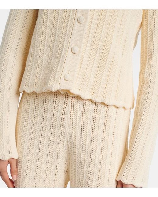 Altuzarra Natural Mariette Scalloped Pointelle Cotton Cardigan