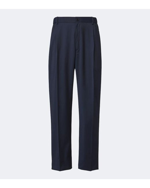Brioni Blue Bellagio Wool Straight Pants for men