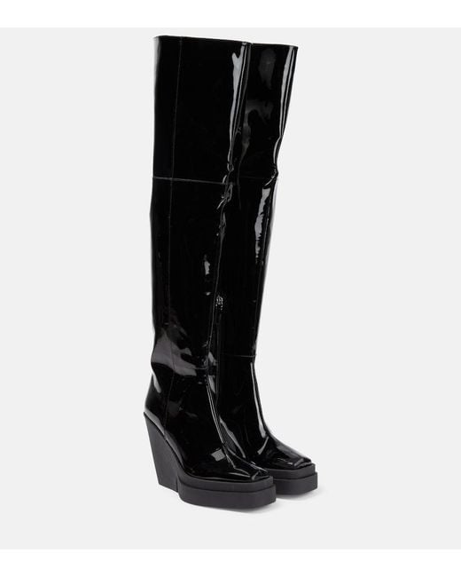 Gia Borghini Black Gia 31 Patent Leather Over-The-Knee Boots