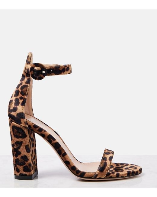 Gianvito Rossi Brown Gaeta 95 Leopard-Print Velvet Sandals