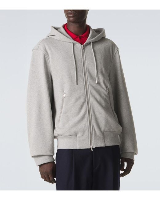 Dries Van Noten Gray Cotton Zip-Up Hoodie for men
