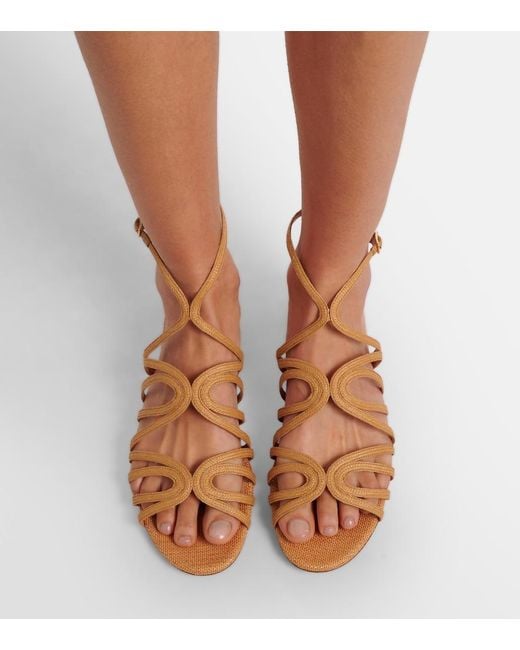 Aquazzura Brown Serenade Raffia Sandals