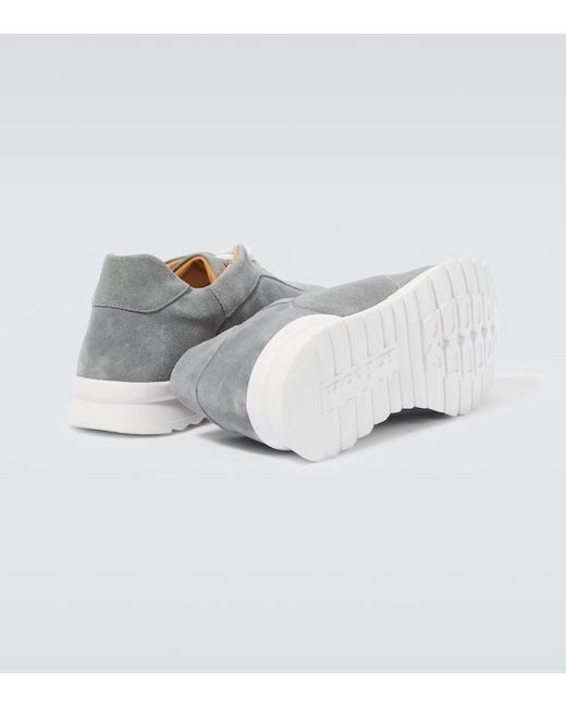 Kiton Gray Suede Sneakers for men