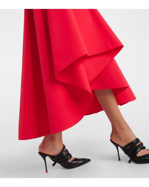 Alexander McQueen Red Asymmetric Midi Dress