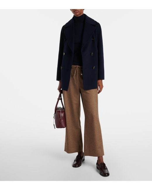 Max Mara Brown Livio Wool And Cashmere Wide-Leg Pants
