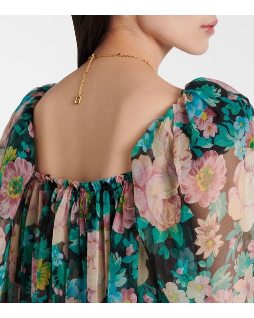 Chloé Green Floral Silk Muslin Maxi Dress