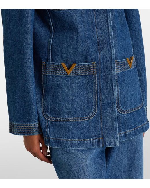 Valentino Blue Vgold Denim Field Jacket