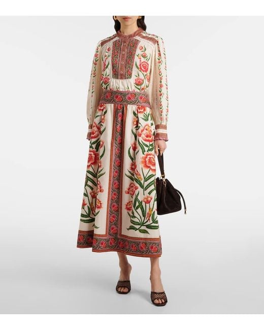 Jupe Midi En Coton Imprime Farm Rio en coloris White