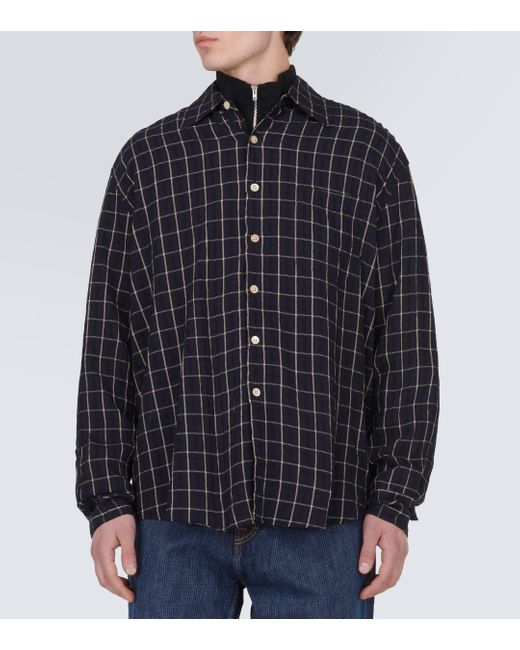 Our Legacy Blue Above Checked Cotton-blend Shirt for men