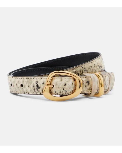 Amanu White Tugela Snake-Effect Leather Belt