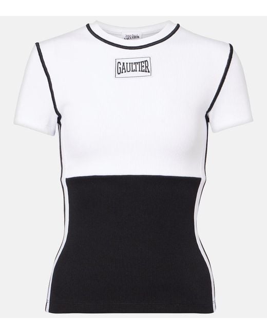 Jean Paul Gaultier White Logo Cotton-Blend Jersey T-Shirt