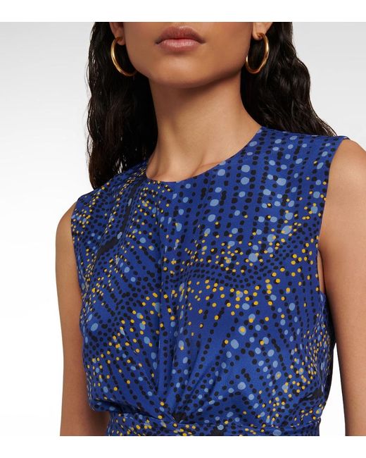 Altuzarra Blue Toppi Printed Silk Wrap-effect Top