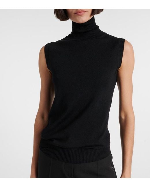 Sportmax Black Vertigo Knitted Virgin Wool Top