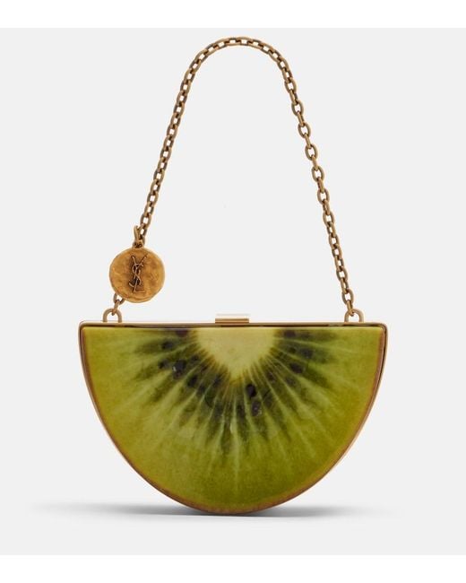 Saint Laurent Green Kiwi Mini Clutch