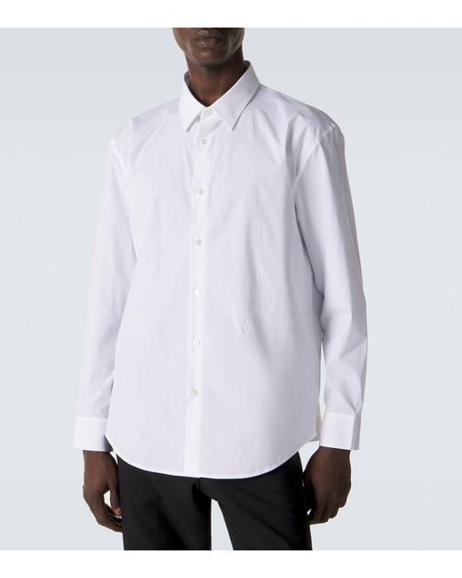 Saint Laurent White Cassandre Cotton-Blend Poplin Shirt for men