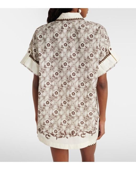 ALÉMAIS White Printed Cotton And Silk Bowling Shirt
