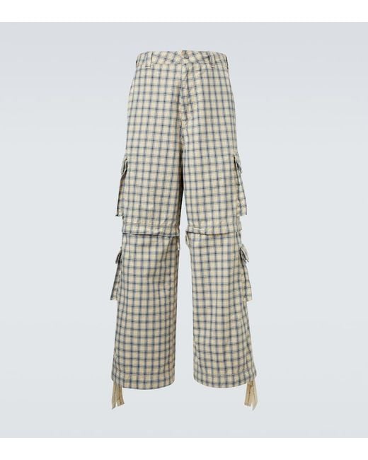 ERL White Checked Cotton Cargo Pants for men