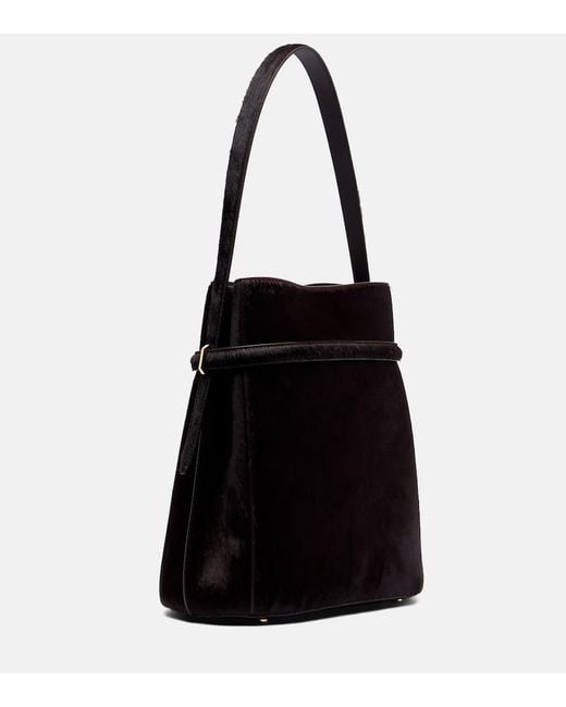 Totême  Black Calf Hair Bucket Bag