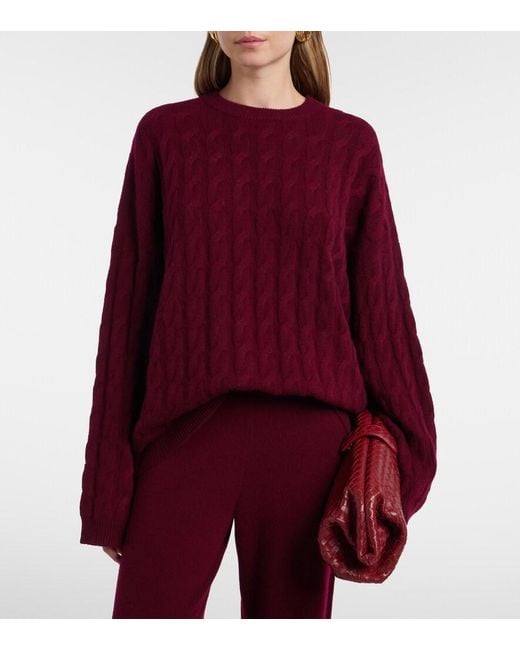 Lisa Yang Purple Seymour Cable-Knit Cashmere Sweater