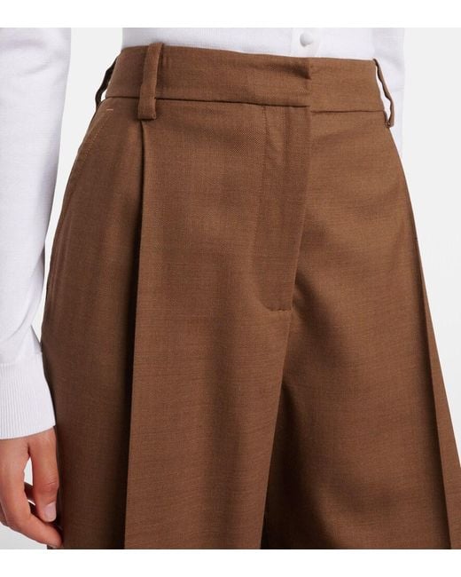 Oscar de la Renta Brown Wool Wide-Leg Pants
