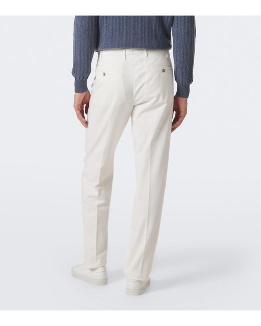 Fedeli White Cotton-Blend Chinos for men