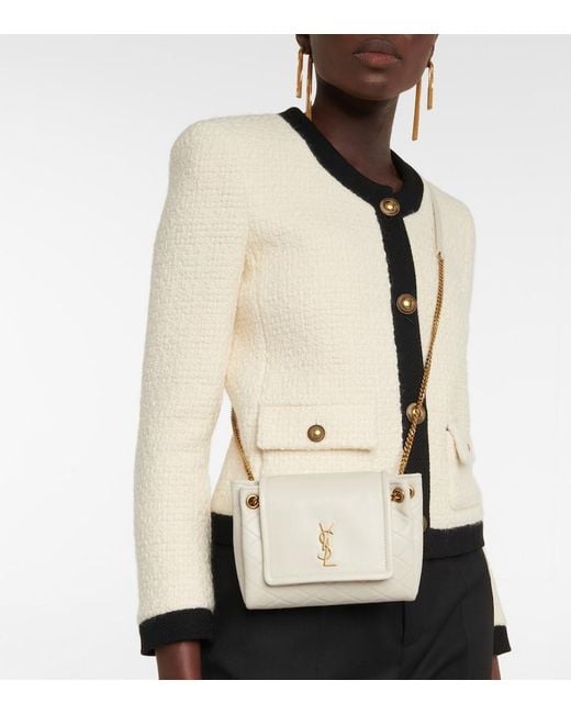 Saint Laurent Natural Nolita Mini Leather Shoulder Bag