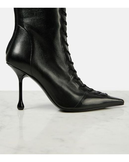Jimmy Choo Black Scarlett 95 Leather Lace-Up Boots