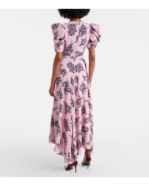 Rodarte Purple Floral-Applique Silk Gown