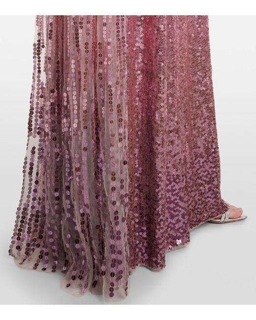 Jenny Packham Purple Easy Breezy Sequined Caped Gown
