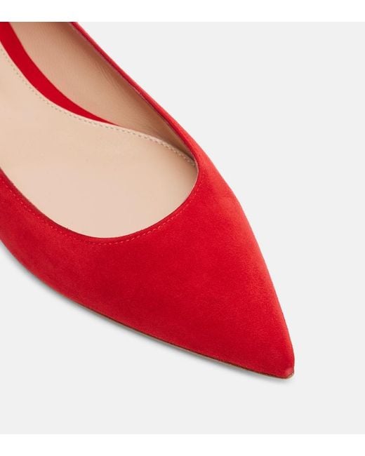 Gianvito Rossi Red Suede Ballet Flats