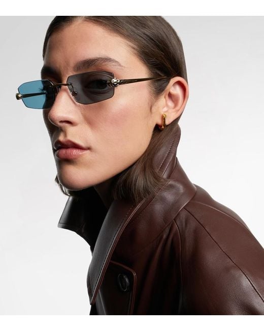 Cartier Blue Panthere De Cartier Rectangular Sunglasses