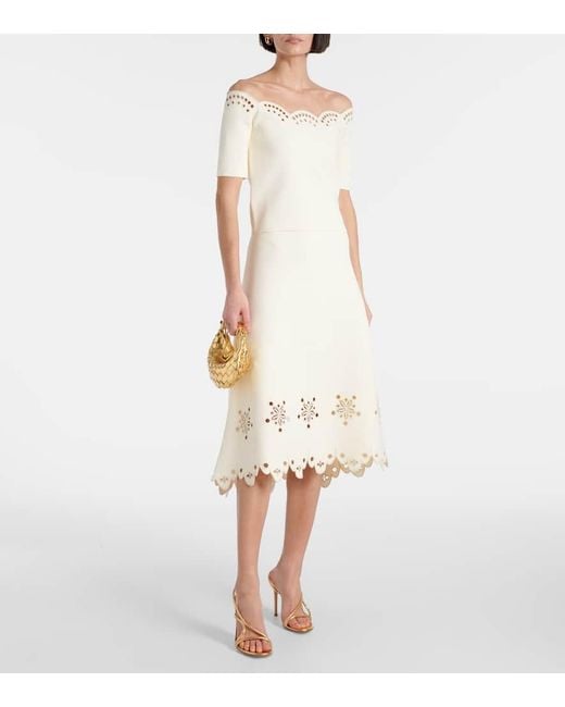 Falda Midi Melly De Crepe Festoneada Altuzarra de color Natural