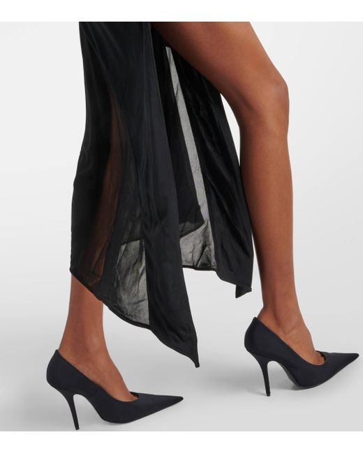 Mugler Black Asymmetric Cutout Midi Dress