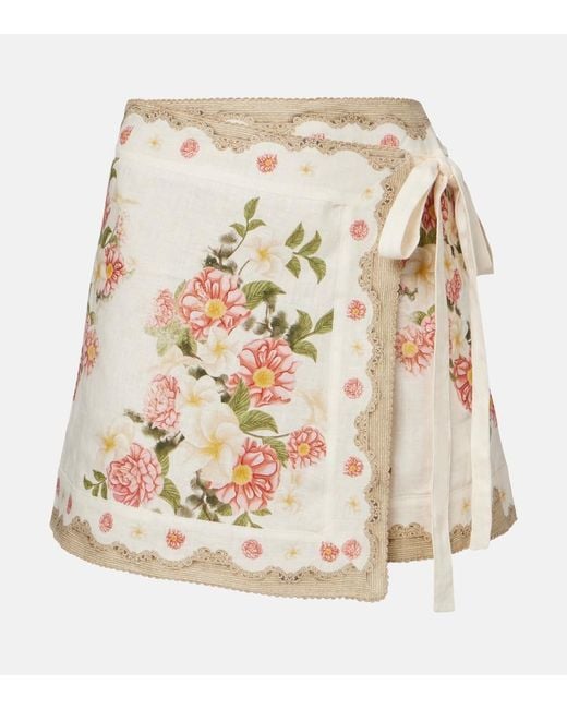Agua Bendita Metallic Luna Floral Linen Beach Cover-Up