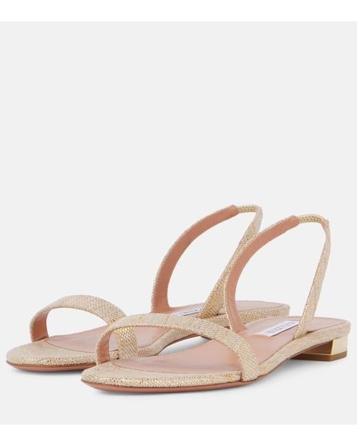 Aquazzura Pink Canvas Sandals