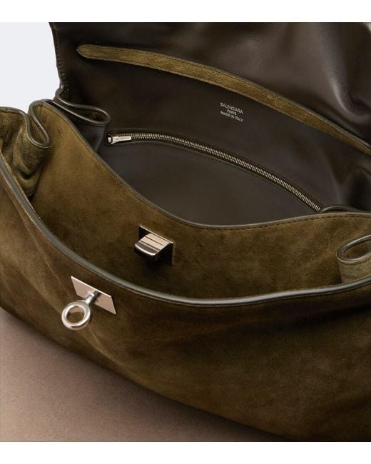 Balenciaga Black Rodeo Medium Suede Shoulder Bag