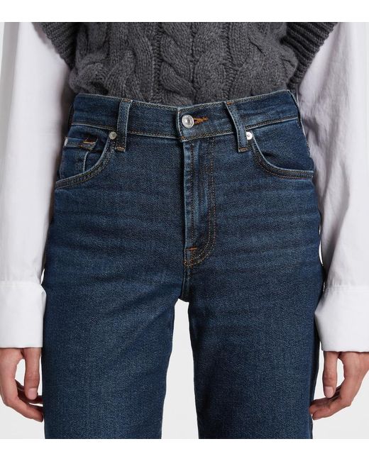 7 For All Mankind Blue Stovepipe Straight Mid-Rise Straight Jeans