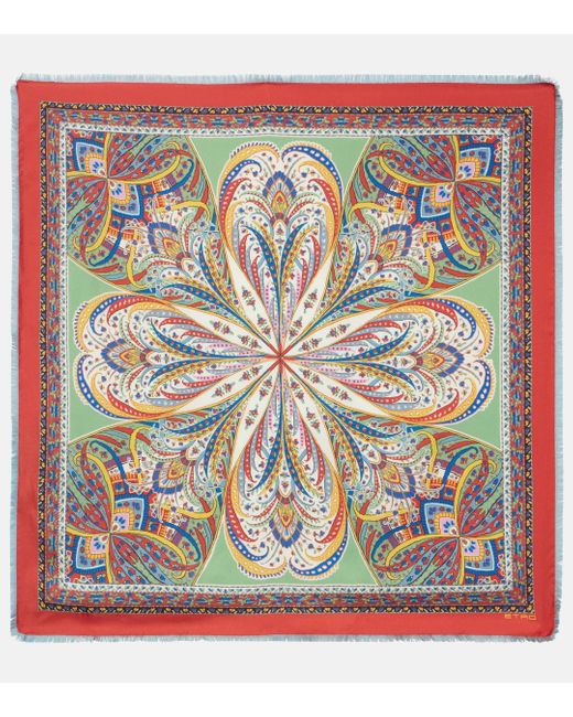 Etro Multicolor Printed Silk Scarf