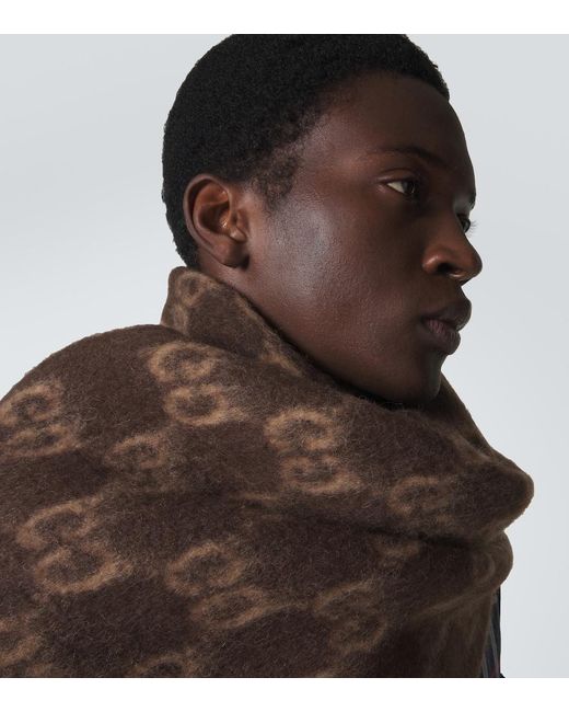 Gucci Brown Gg Fringed Scarf for men