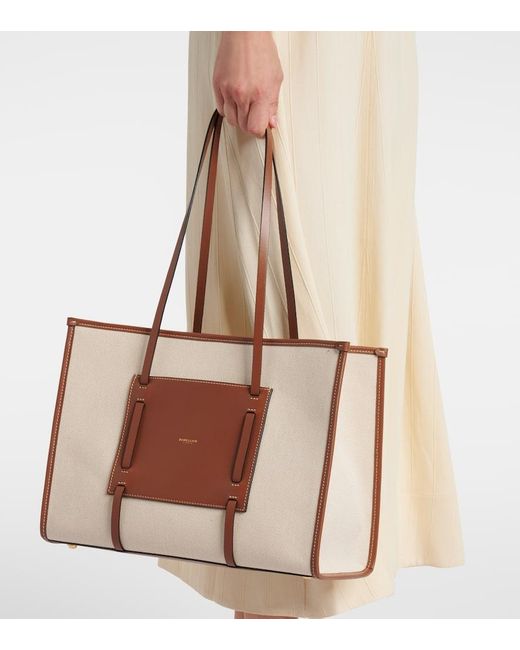 DeMellier London Brown Capri Leather-Trimmed Canvas Tote Bag