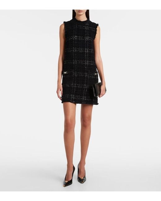 Versace Black Medusa '95 Cotton-Blend Tweed Minidress