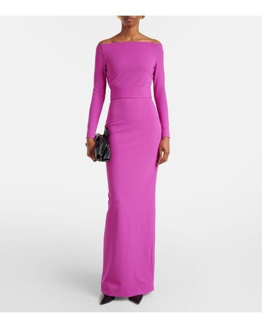 Solace London Purple Sabina Off-Shoulder Gown