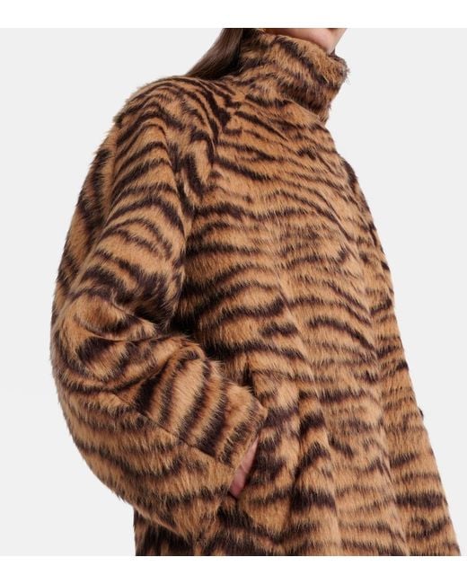 Alaïa Brown Wool-Blend Jacquard Coat