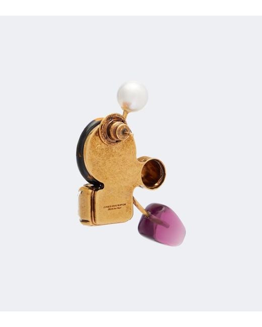 Dries Van Noten White Embellished Earrings