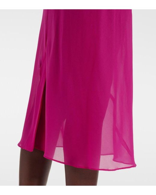 Dries Van Noten Pink Silk-Blend Satin Midi Skirt