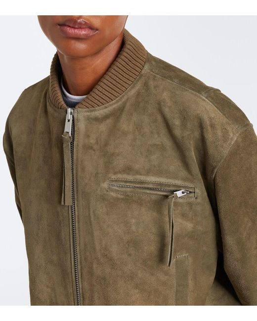 Arma Green Elysia Suede Bomber Jacket