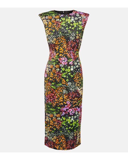 Dries Van Noten Green Floral-print Midi Dress