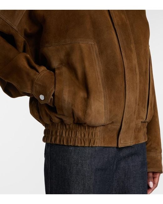 Nour Hammour Brown Dalma Suede Blouson Jacket