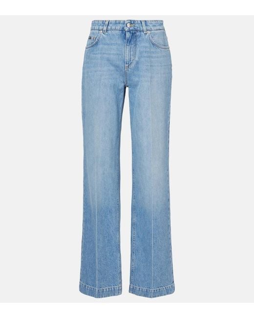Dolce & Gabbana Blue High-Rise Wide-Leg Jeans