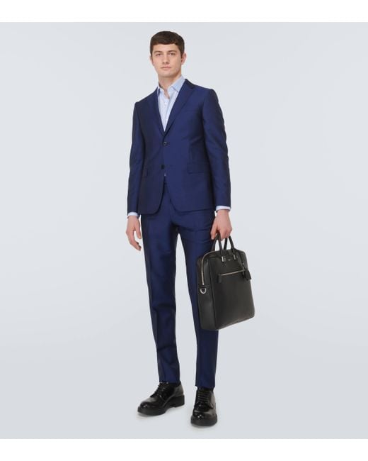Zegna Blue Wool And Mohair Suit for men